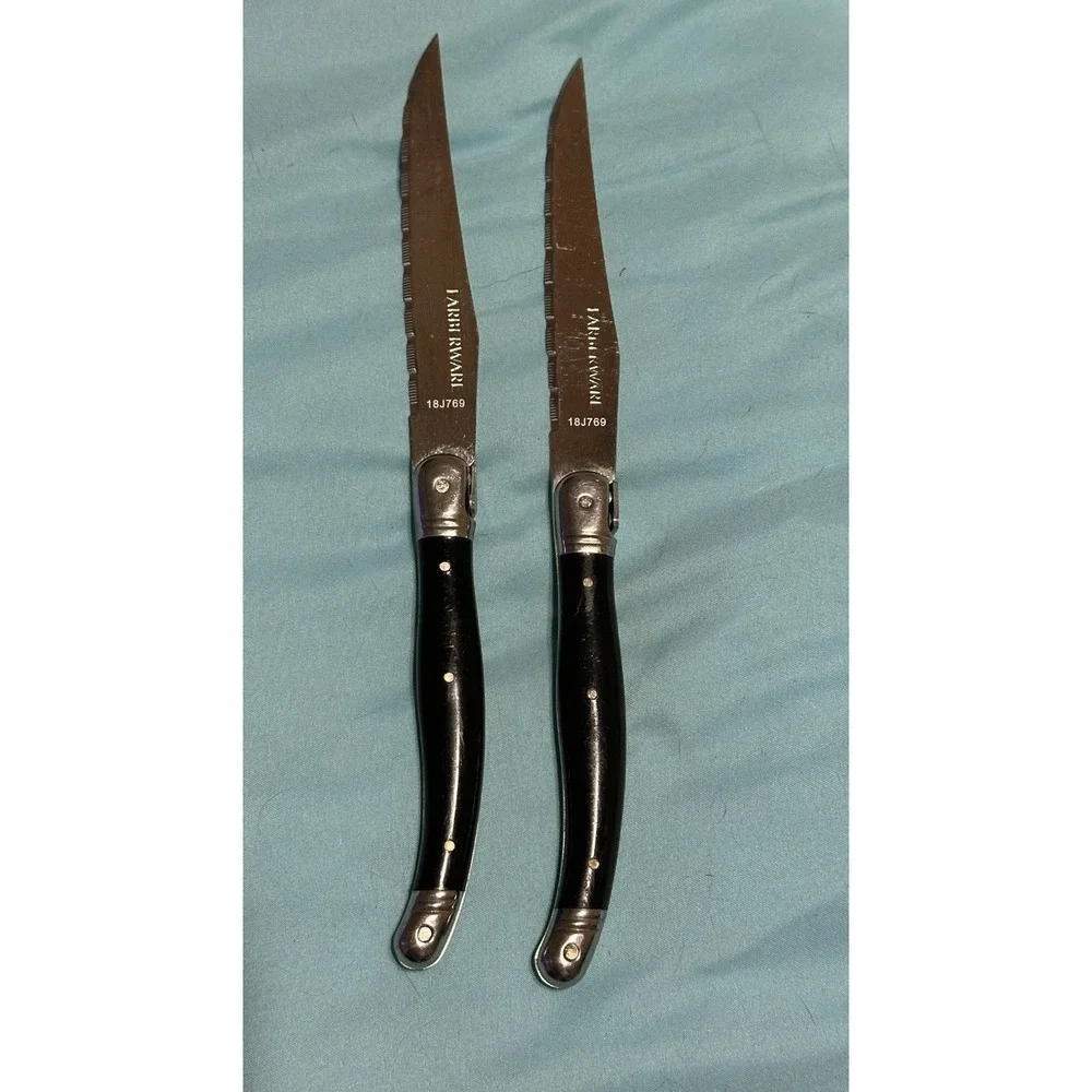 2Farberware 18H769 Fine‎ Serrated Steak Knives, W/ Black Scales